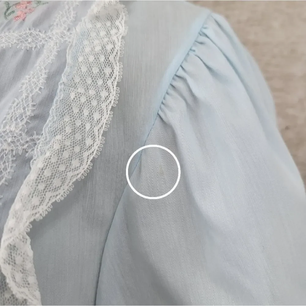 Barbizon Vintage Light Blue Nightgown and Peignoir Robe Set Lace Embroidery